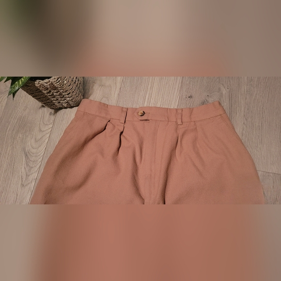 VTG Lynn Stuart Studio Camel Tan 100% Wool Pleated High-Waist Trouser, Women 12 - Picture 9 of 16
